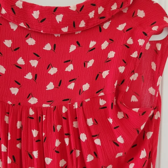 Red Floral Print Billabong Sleeveless Maxi Dress Size M. - Picture 11 of 11